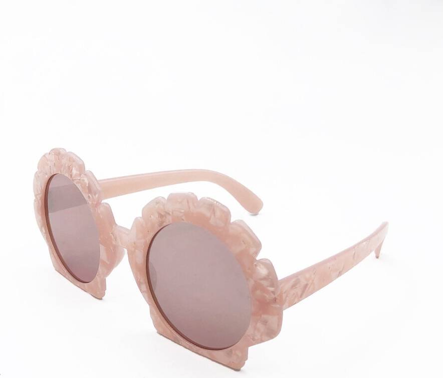 Beach Shell Pattern Pool Party Sunglasses - Pink Shell Pattern Pink Coated White Film