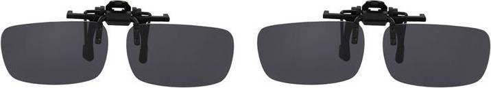 Polarized Rimless Rectangle Gray Lens Flip Clip Sunglasses