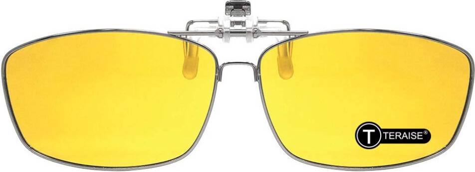 Metallic Rim Polarized Clip-on Sunglasses With Flip Up Function
