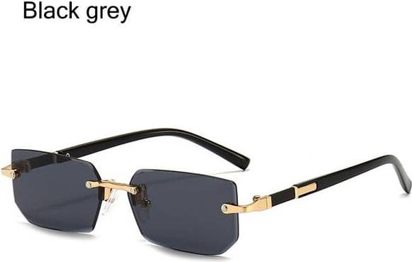 Rectangle Rimless Sunglasses - Black Grey