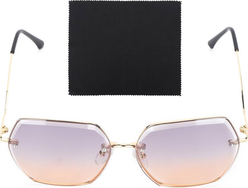 Oversized Sunglasses Trendsetting Gradient UV400 Lens Metal Frame Rhinestone Futuristic Look Full Frame