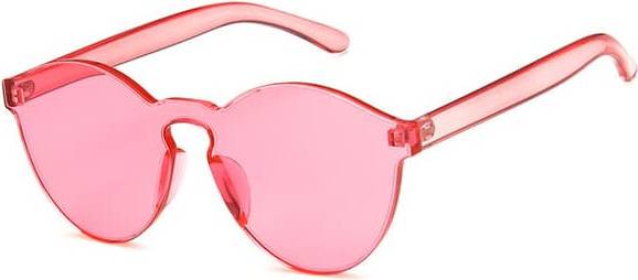 Pink Transparent Rimless Sunglasses One Pair