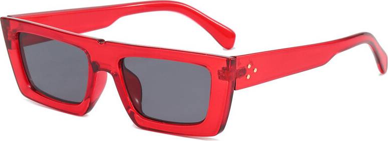 Trendy Rectangular Frame Catwalk Sunglasses - Red Frame Gray