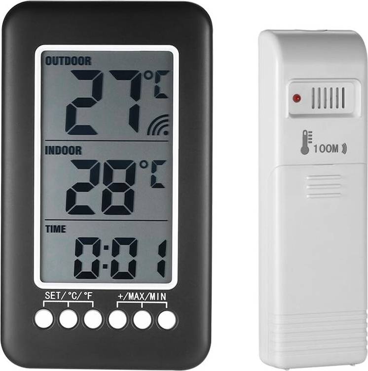Outdoor clock and thermometer Digital Indoor Outdoor Clock With Remote Sensor