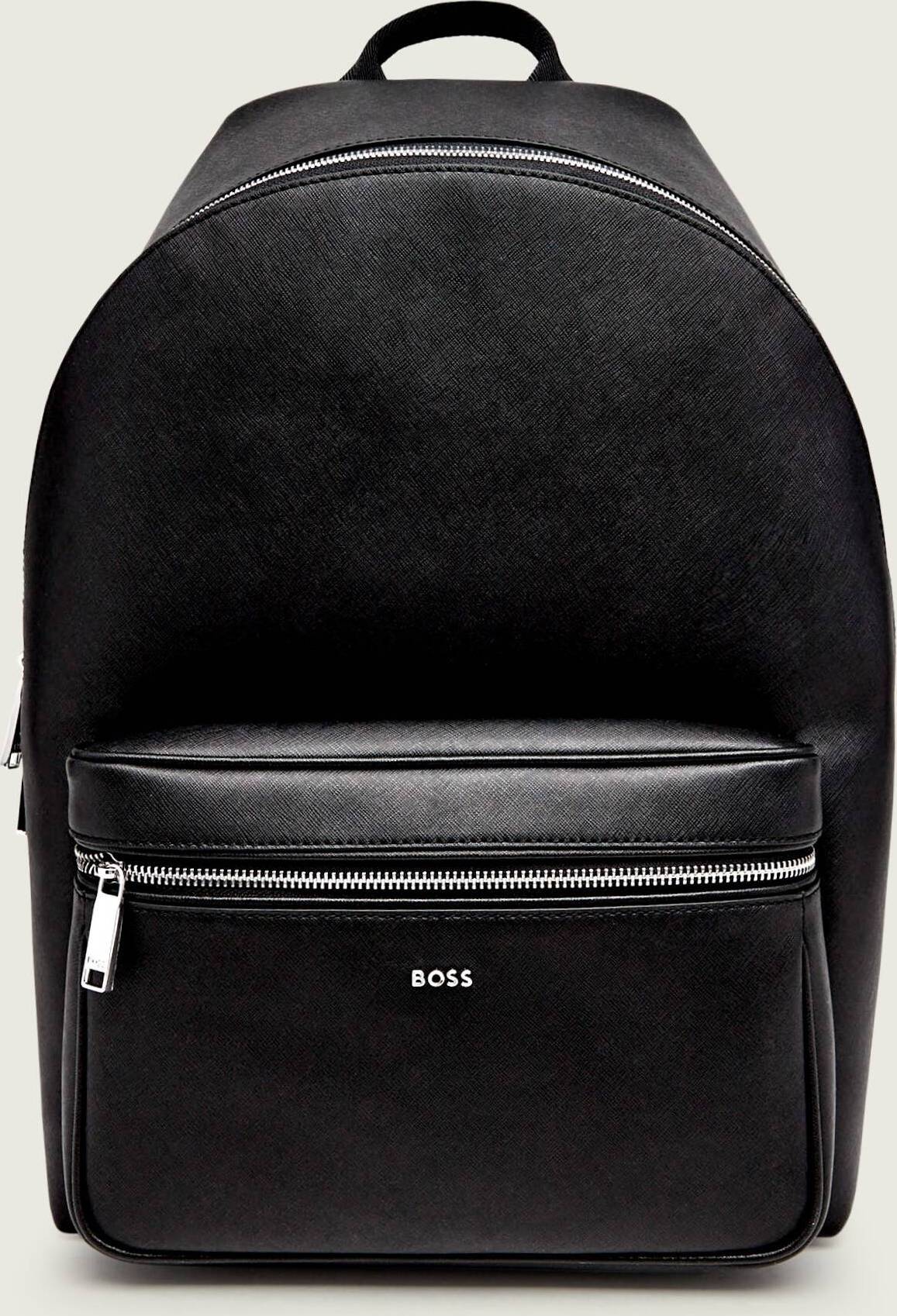 Boss Black Structured Backpack Polished Logo Lettering -