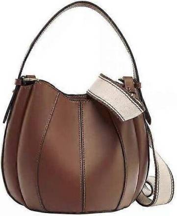Handbag with Drawstring Closure - Brown