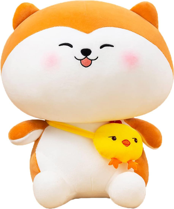 Smiling Shiba Inu Toy with Chicken Backpack
