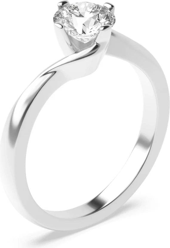 White gold diamond ring Round 9K White Gold Lab Grown Diamond Twisted Open Set Rings