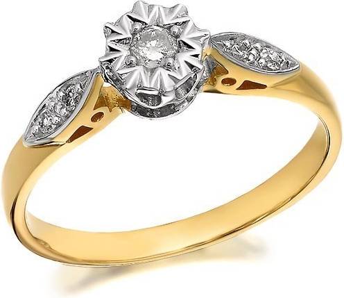 F.Hinds 9ct Gold Diamond Ring 10pts