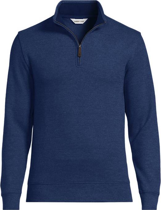 Quarter zip pullover mens Lands' End Rib Quarter Zip Pullover Sweater - Blue