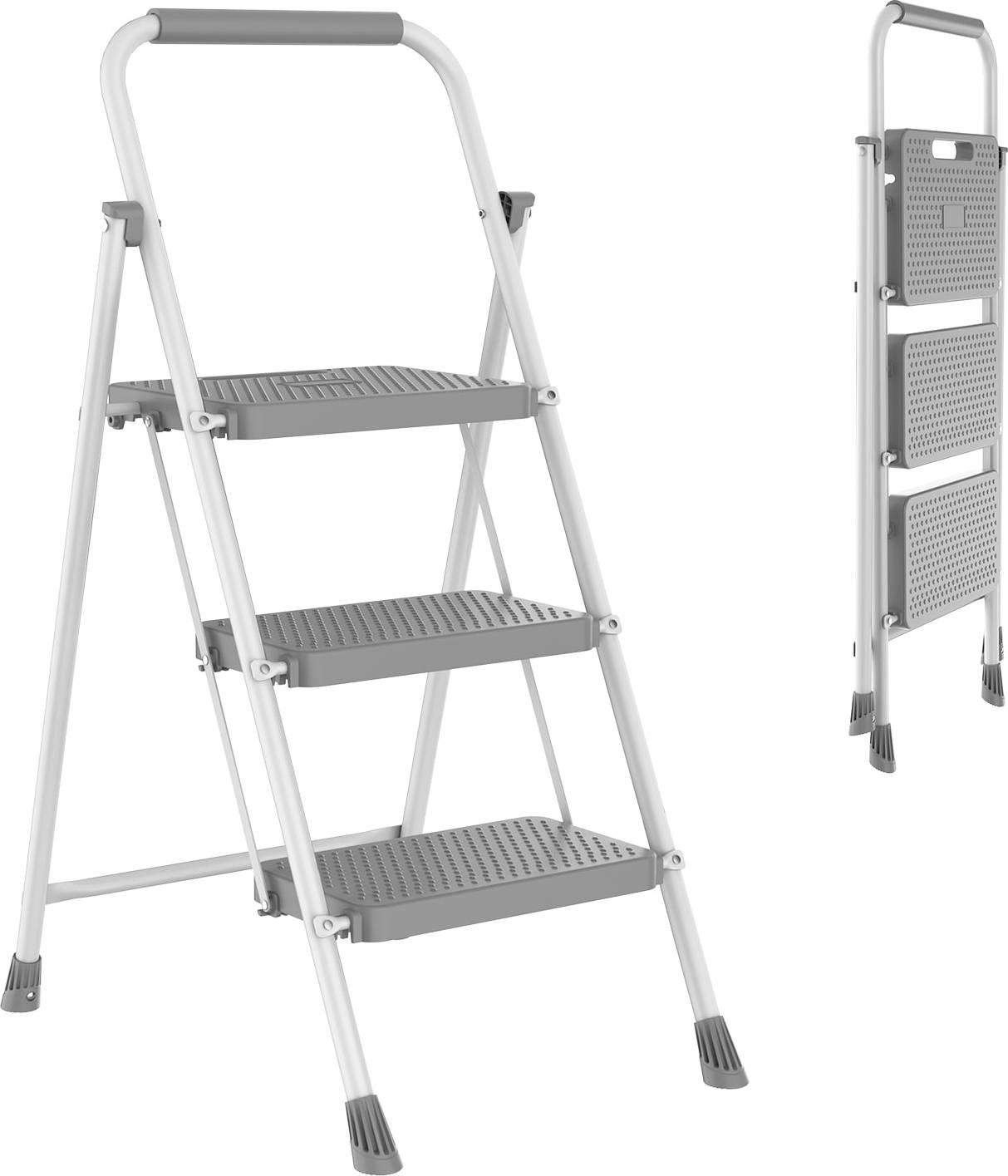 3 step ladder Sweetcrispy 40.7 Inch 3 Step Foldable Ladder