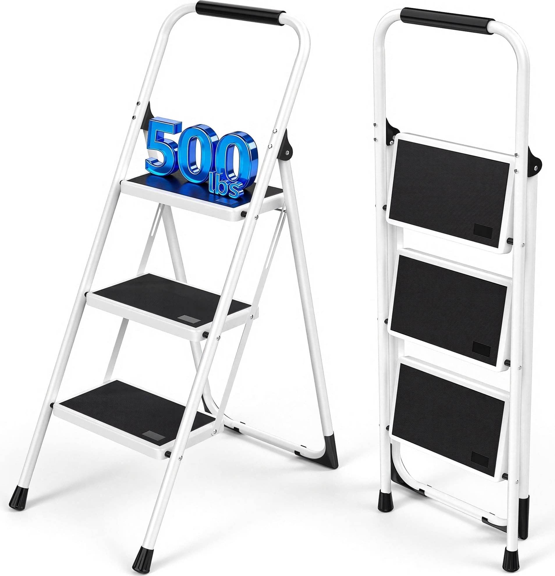 3 step ladder Sugift 3 Step Ladder Folding Step Stool