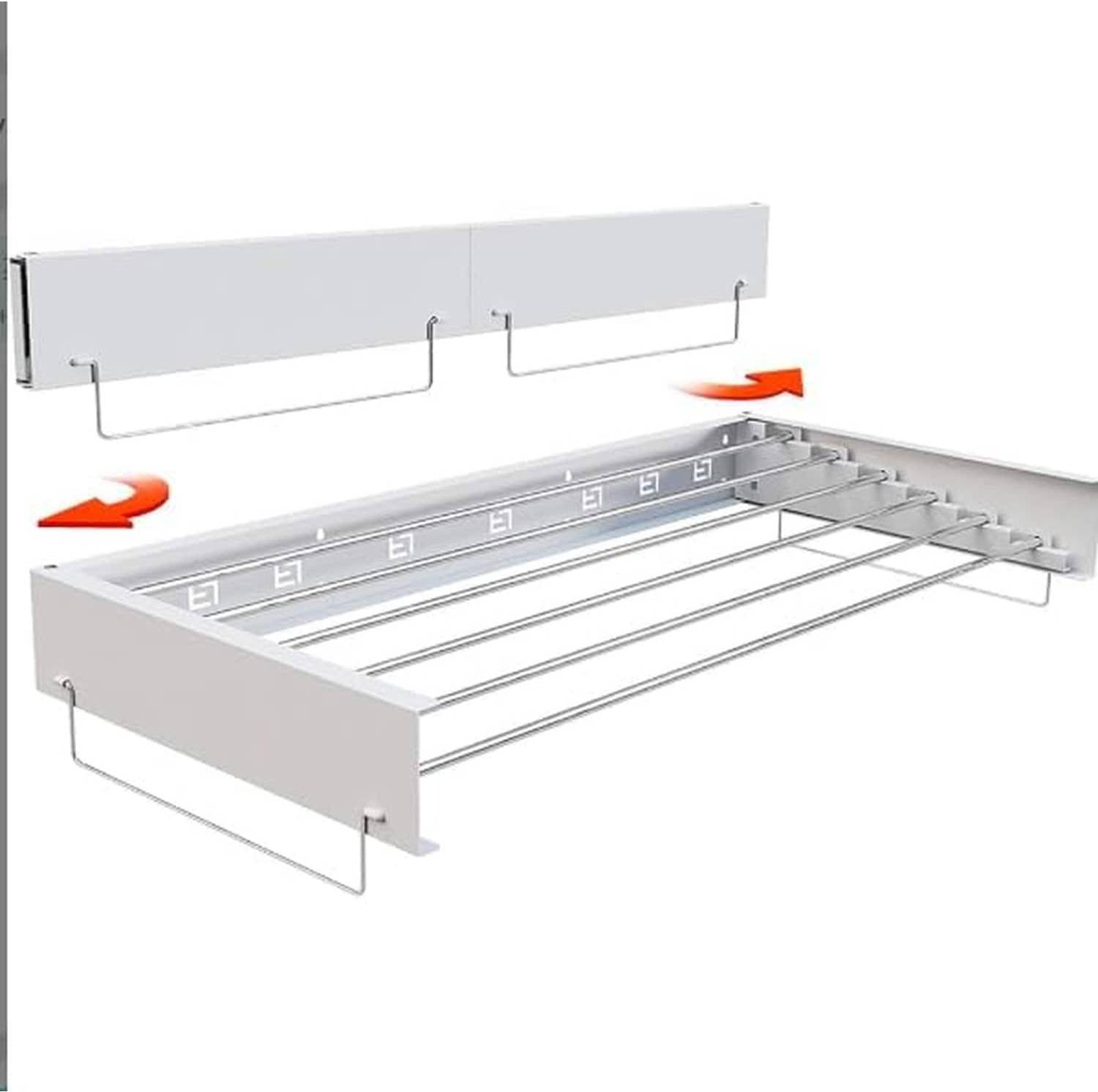 Wall mounted clothing rack Gaomon Wall Mounted Folding Drying Rack Retractable Alloy Clothes Hanger Multi-Pole Towel Rack