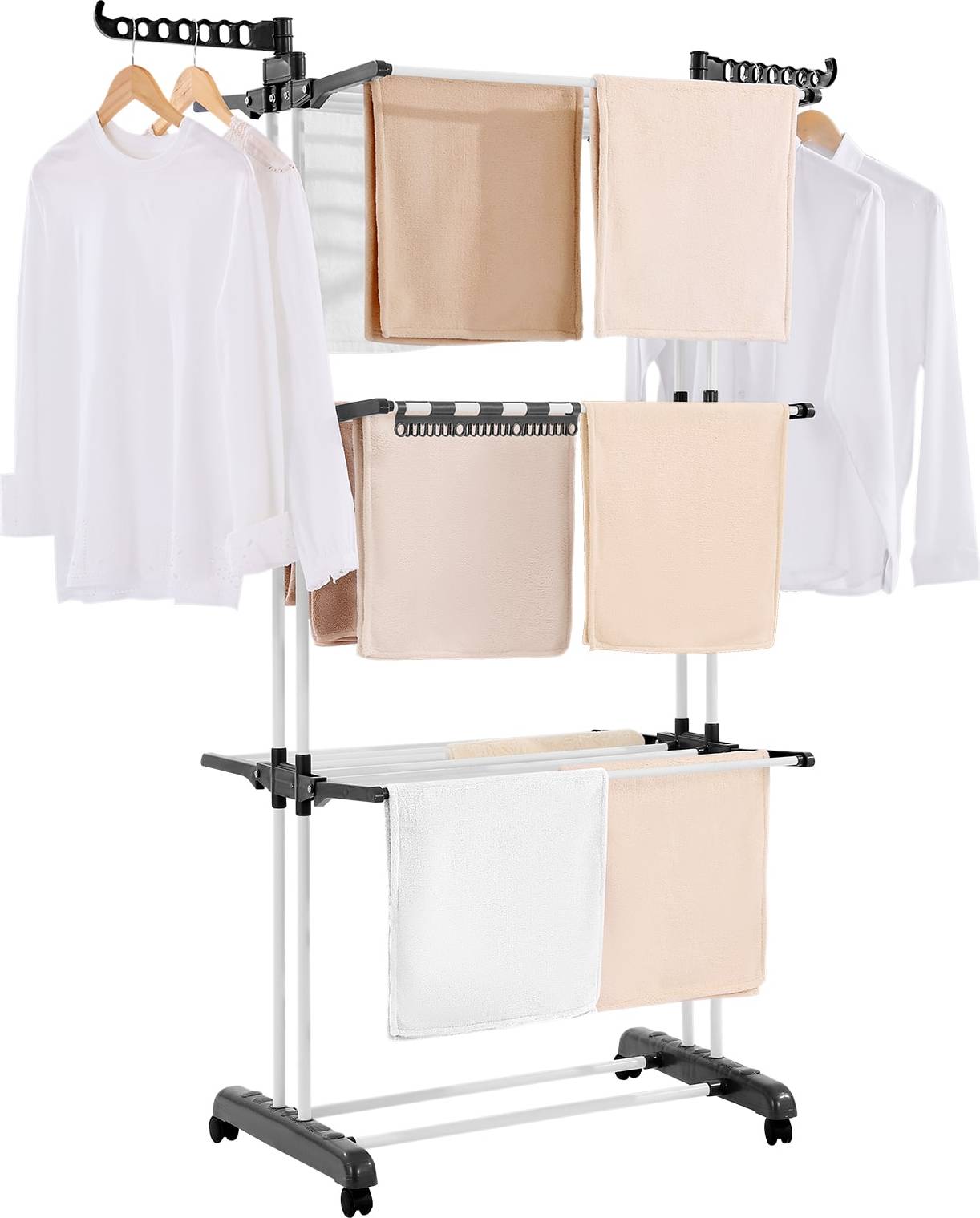 Laundry drying rack foldable VEVOR Clothes Foldable Laundry Drying Rack With 24 Rods - White/Gray