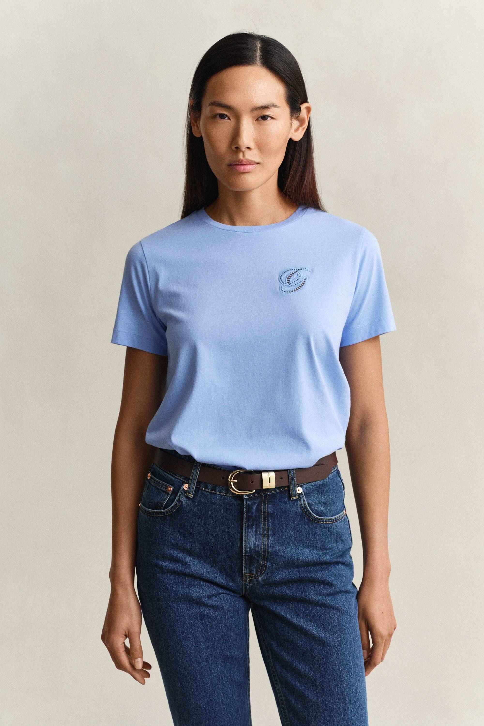 Gant Dam Script T-shirt Hydrangea Blå