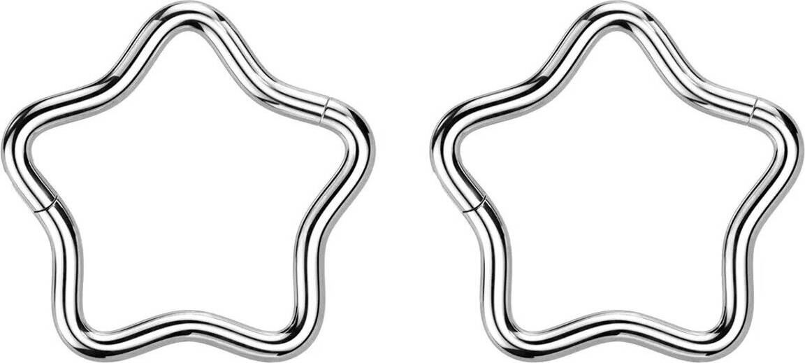 Star Hinged Segment Hoop Rings Titanium Clicker - 10mm