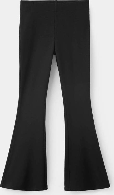 Mango Ribbed Flared Leggings - Black