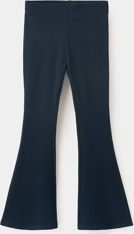 Mango Ribbed Flared Leggings - Navy