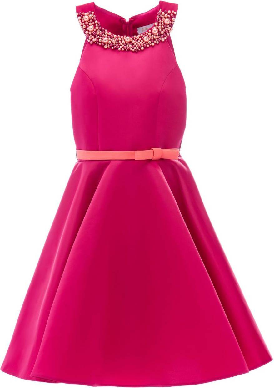 Pärlprydd Klänning Polyester - Rosa