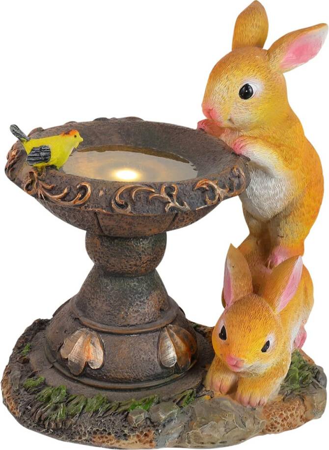 Solar Garden Rabbit Statue with LED Lights
