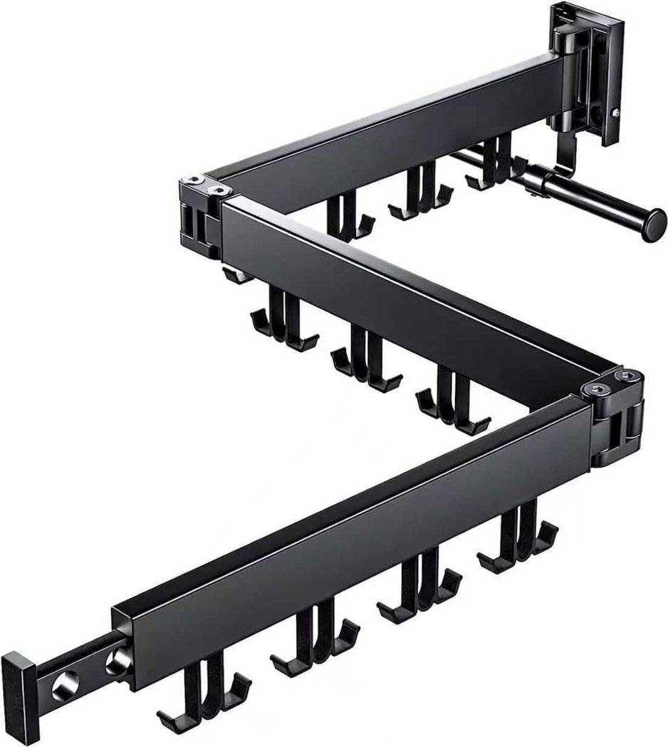 Wall mounted clothes drying rack Rebrilliant Wall Mounted Foldable Clothes Drying Rack 24 Hooks