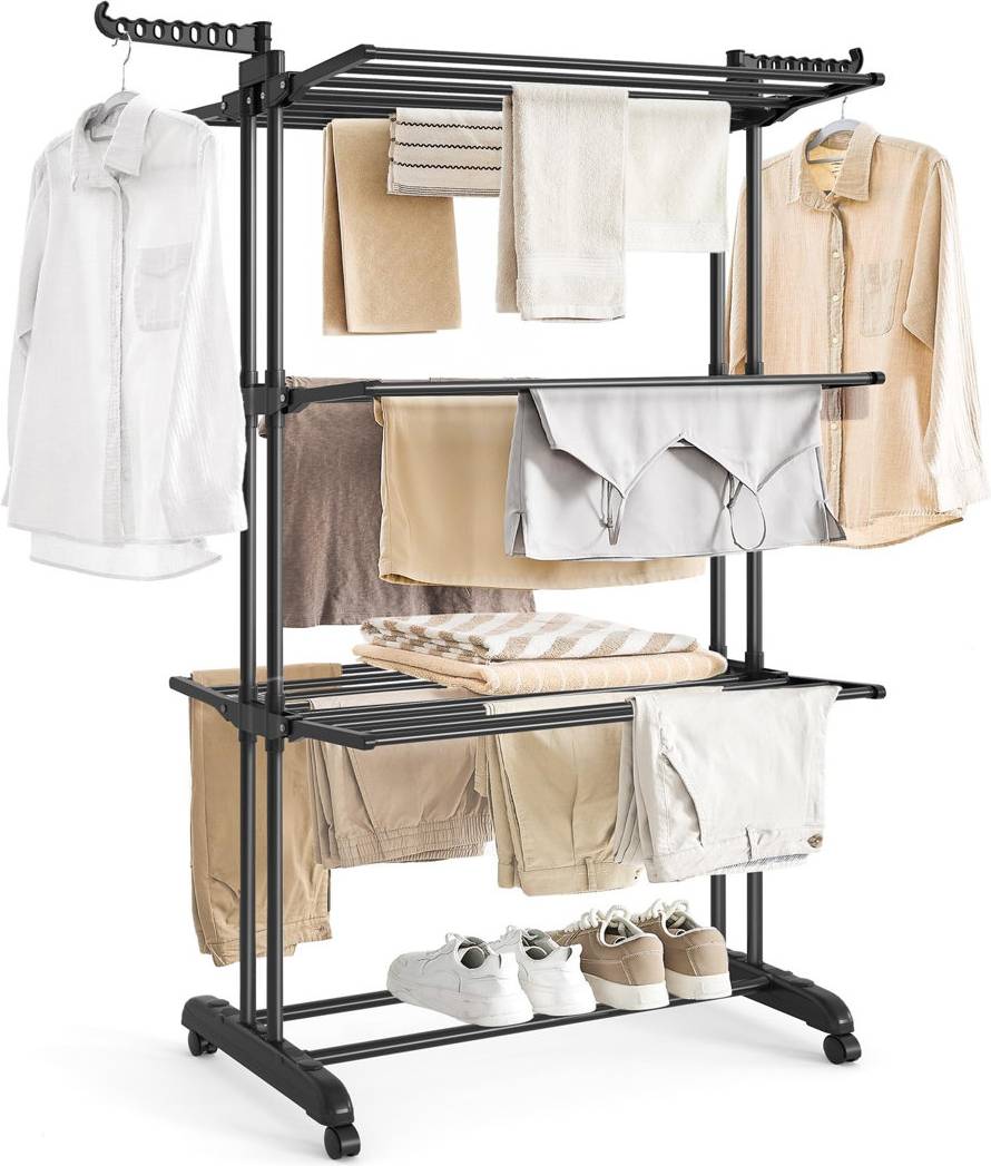 Large Foldable Clothes Drying Rack 4-Tier - Ink Black