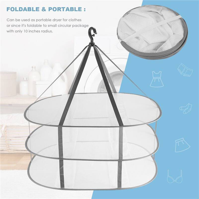Torribaly 3-Tier Sweater Drying Rack Hanging Clothes Foldable
