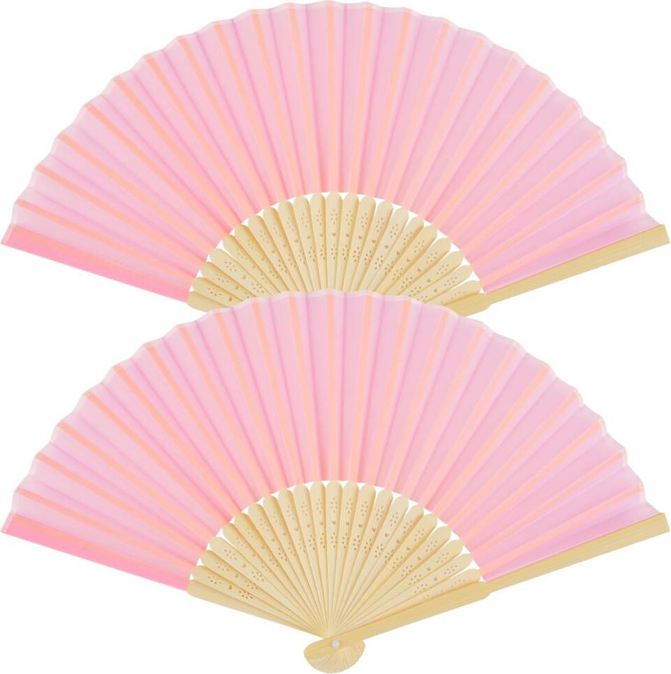 2 Pack Pink Paper Hand Fans