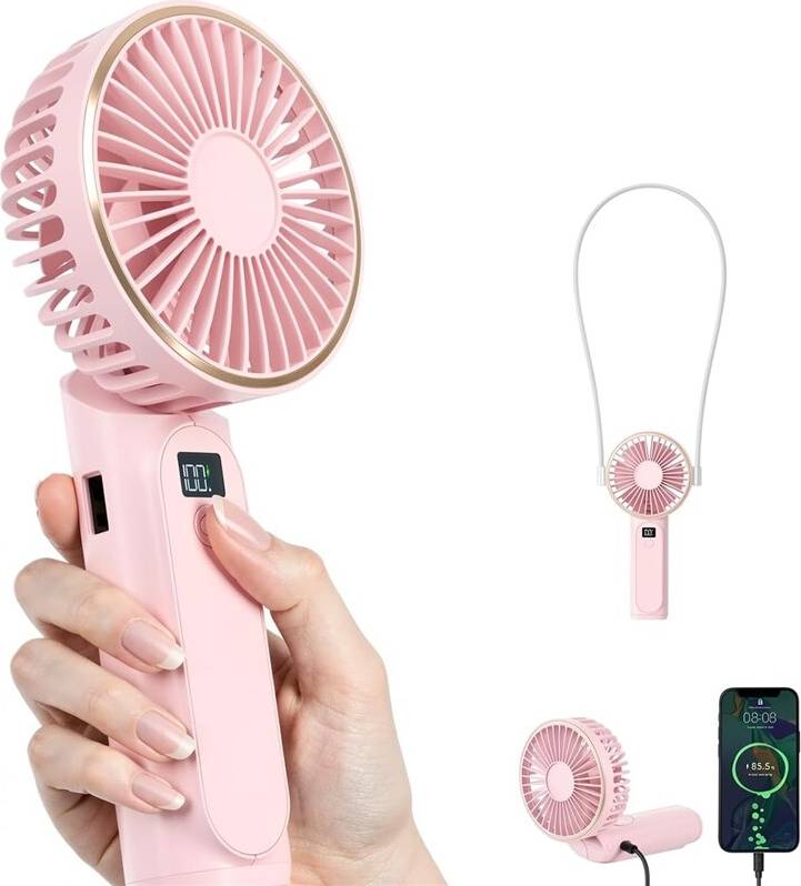 Pink Handheld Rechargeable Portable Fan