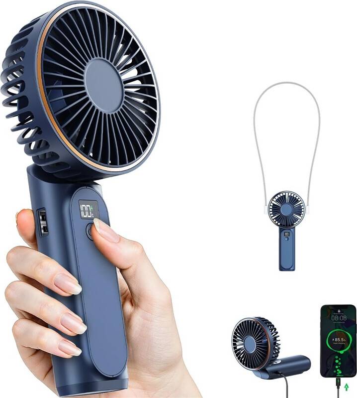 Blue Handheld Rechargeable Portable Fan