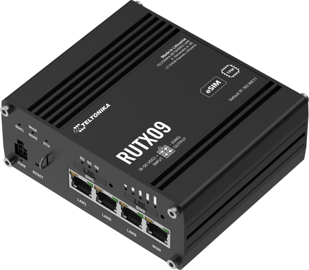 Simkort Teltonika RUTX09 LTE Cat 6 Router med Dubbla SIM-kort