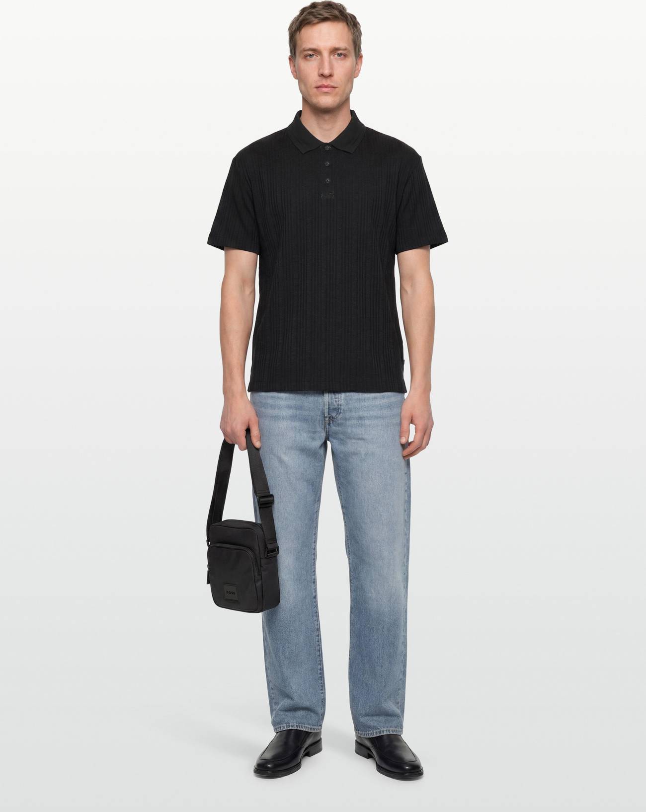 Scotch & Soda Structured Ribbed Relaxedfit Polo Black