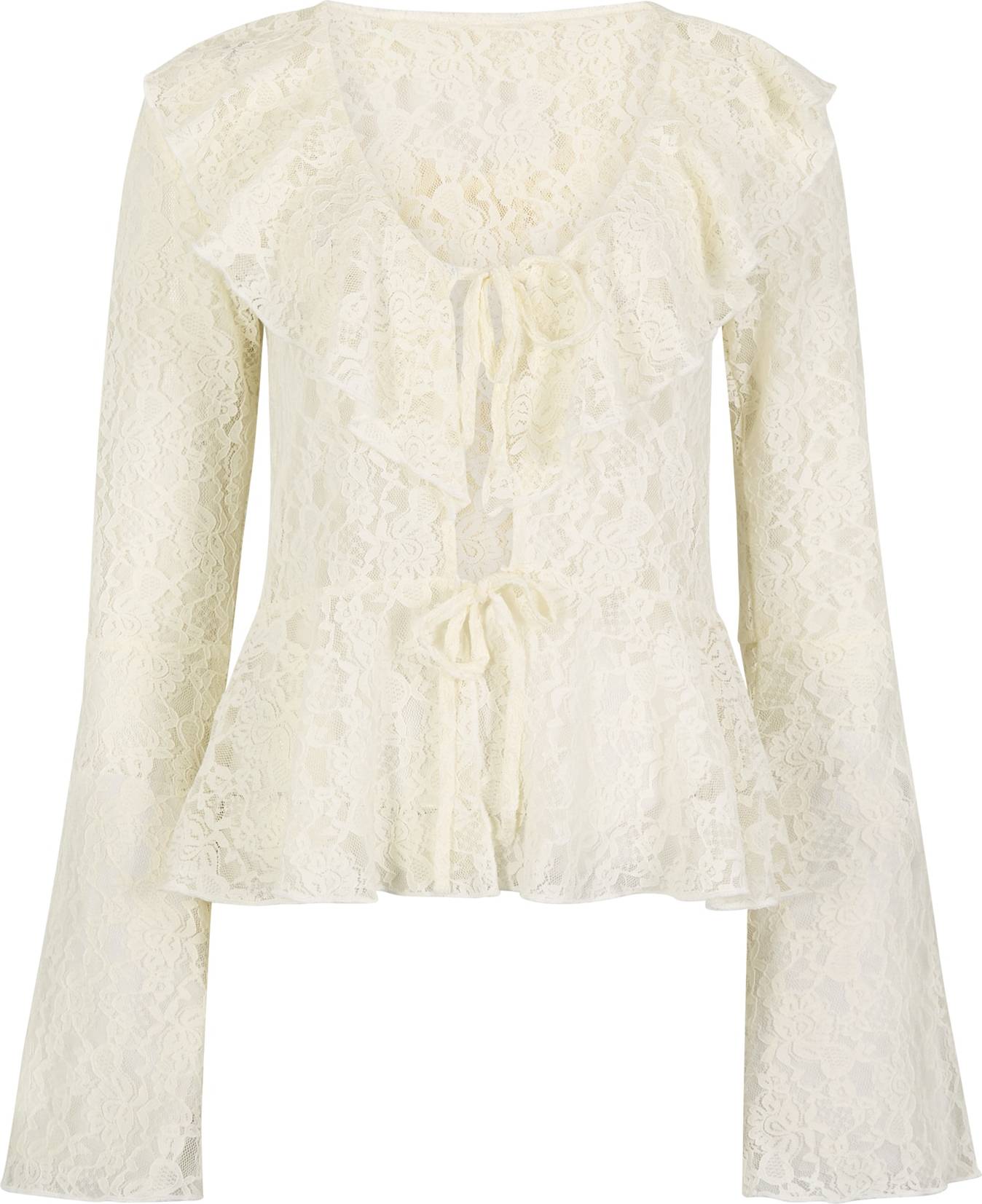 Apricot Cream Lace Ruffle Cardigan
