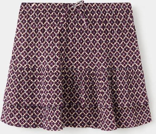 Mango Short Ruffled Skirt - Burgundy