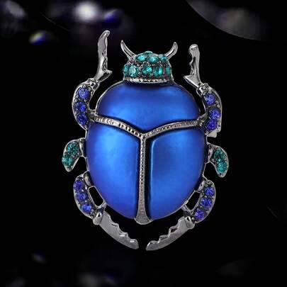 Shein Rhinestone Studded Scarab Beetle Insect Brooch With Bags