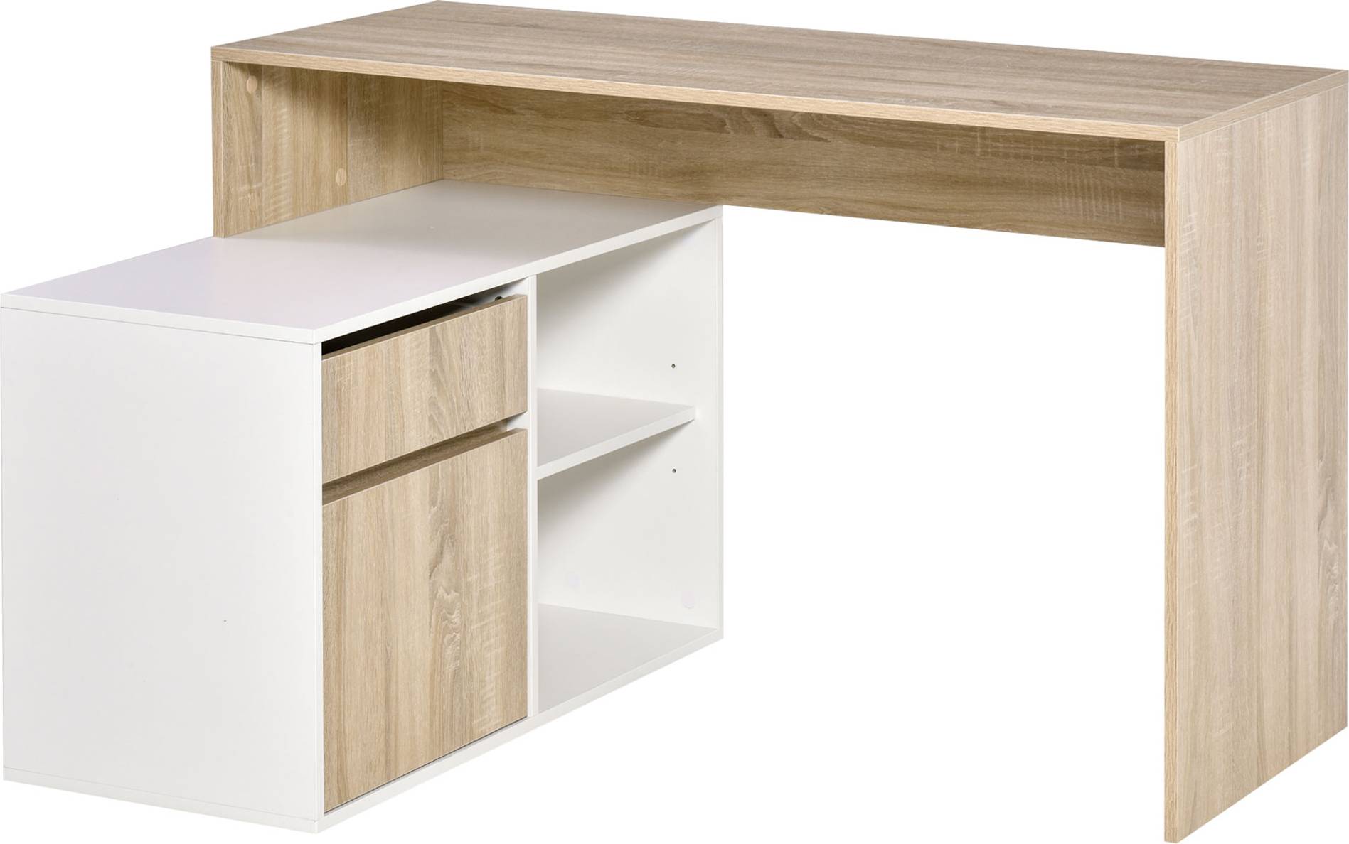Corner computer desk with storage Homcom L-Shaped Corner Computer Desk Oak White Study Table Writing Desk