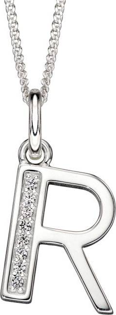 Beginnings Initial Pendant with CZ - Silver/R/Without Chain