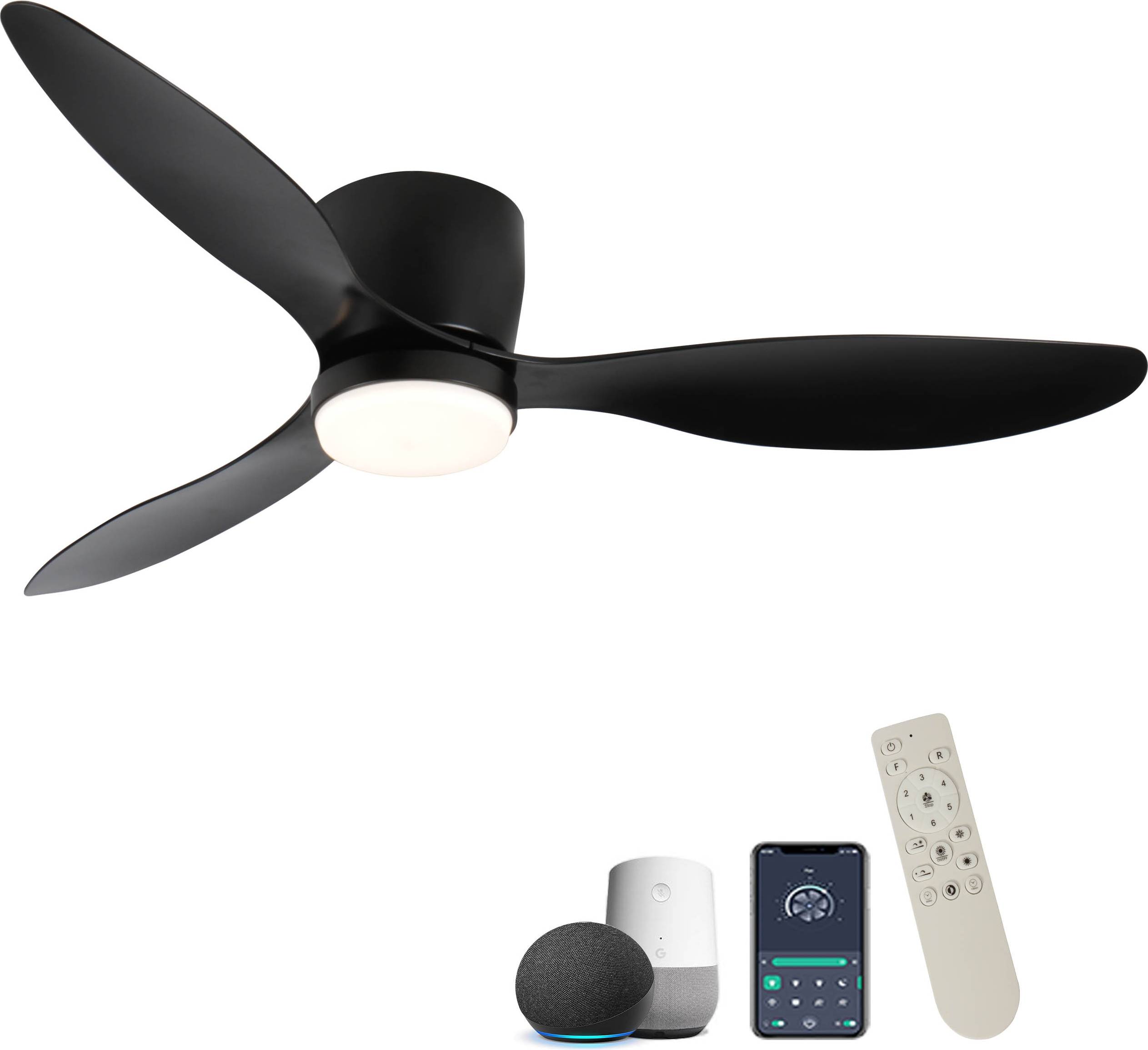Ceiling fans 52 inch 52 Inch Smart Flush Mount Ceiling Fans