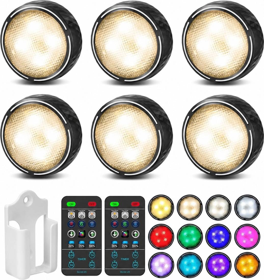 Lukvuzo LED Puck Light Remote Control Wireless Closet
