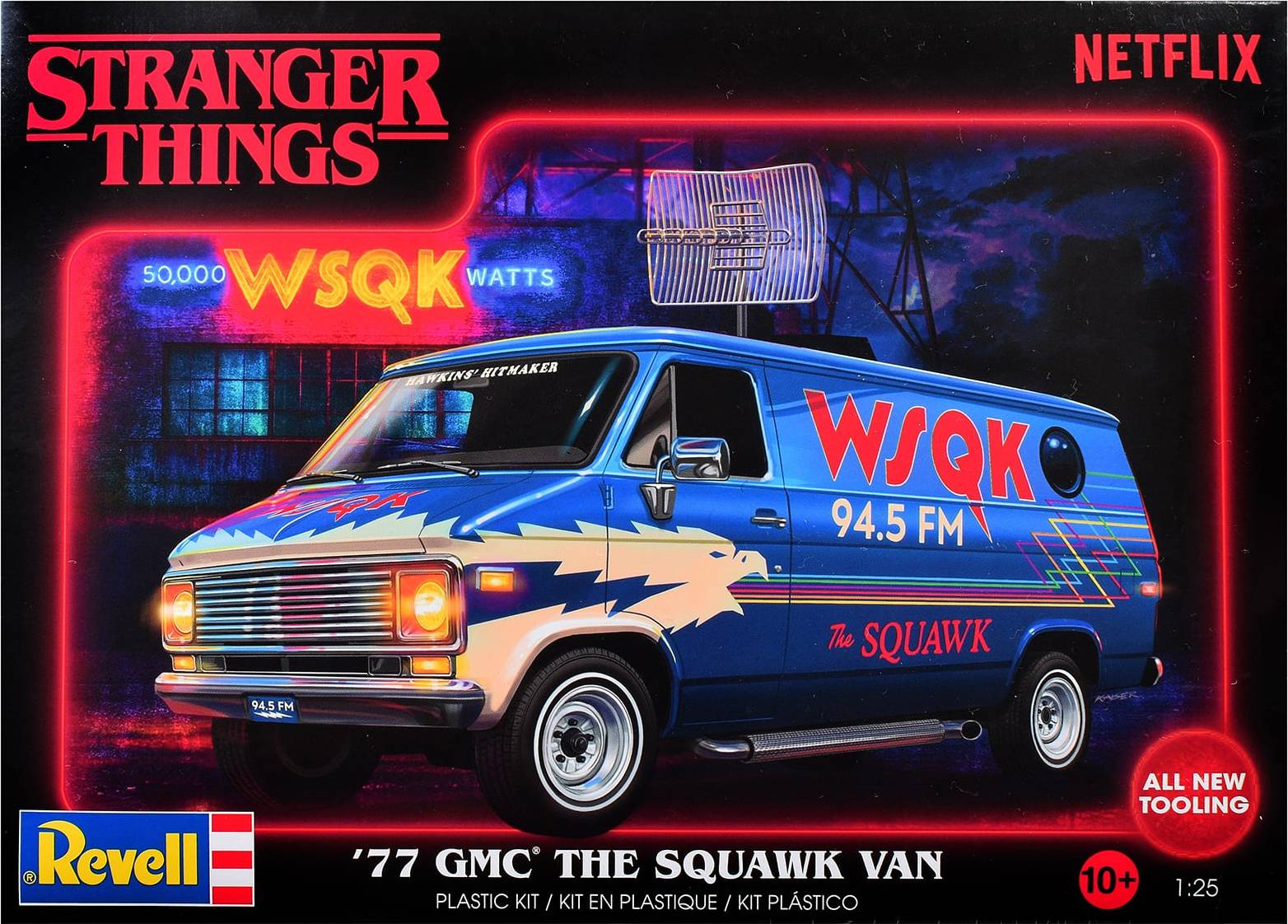 Revell model kits Revell Level 3 1977 GMC WSQK Squawk Van Stranger Things Model Kit