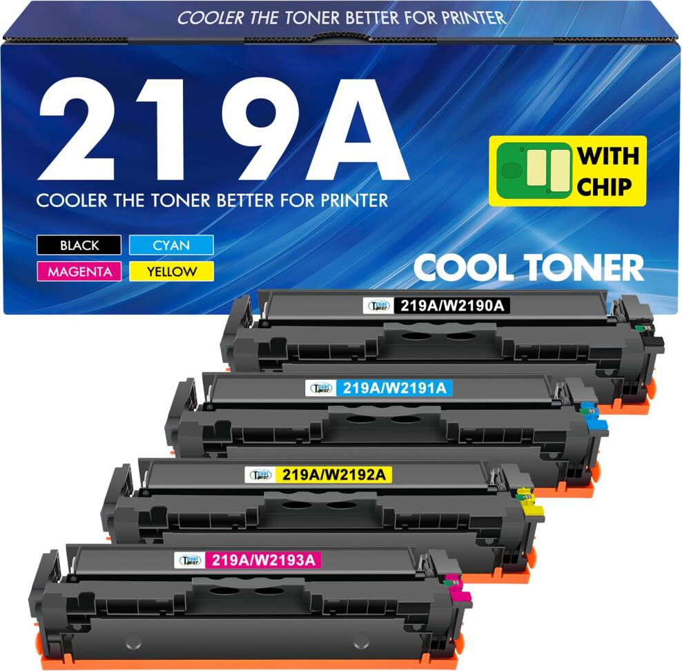 Cool Toner With Chip 4-Pack Compatible HP 219A 219X Color LaserJet Pro
