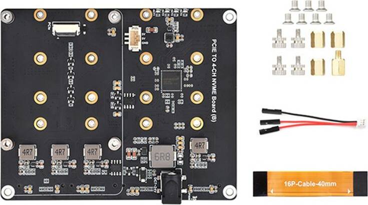 Typecat Raspberry Pi 5 PCIe to 4-CH M.2 Adapter Board