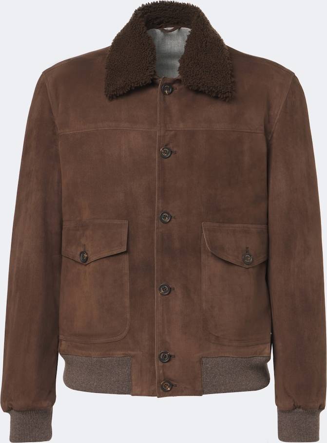 Eleventy Shearling-lined Suede Jacket