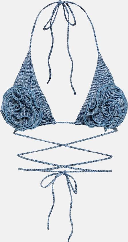 Magda Butrym Top Bikini Triangular Flores - Azul