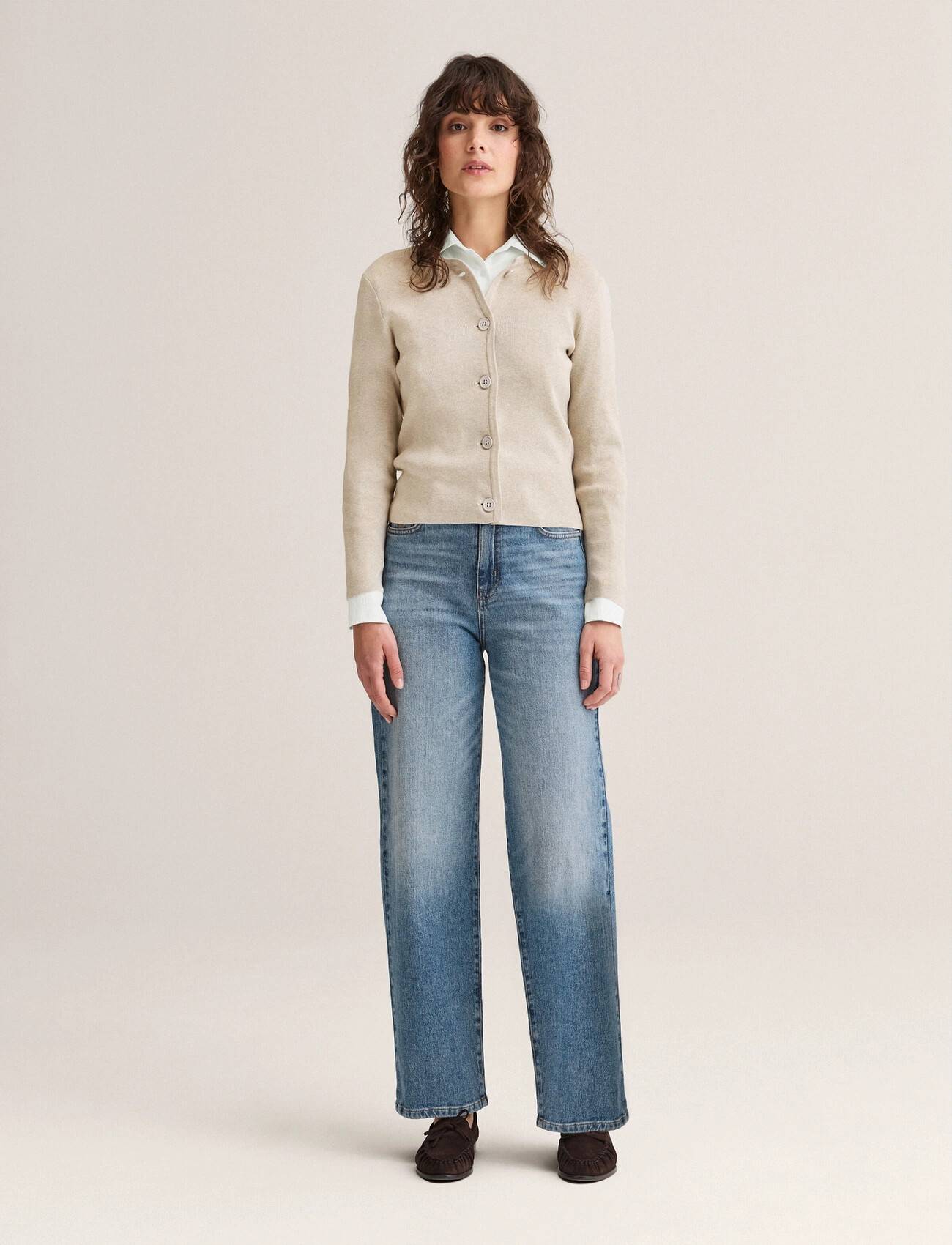Felicity Rib Cardigan - Beige