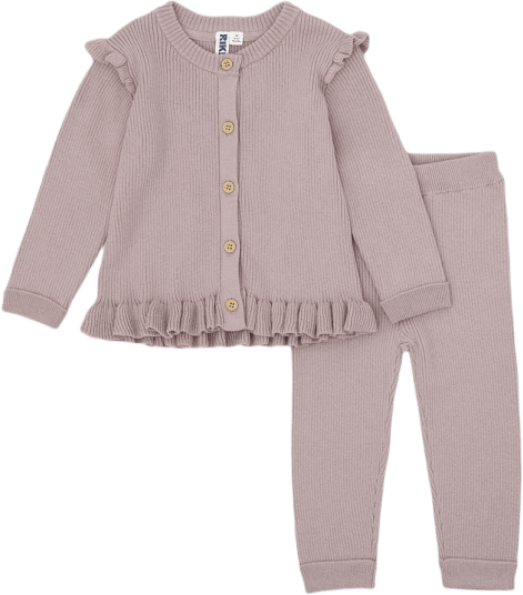 RIKIKI Ribbstickad Set OAT Underdelar - Rosa