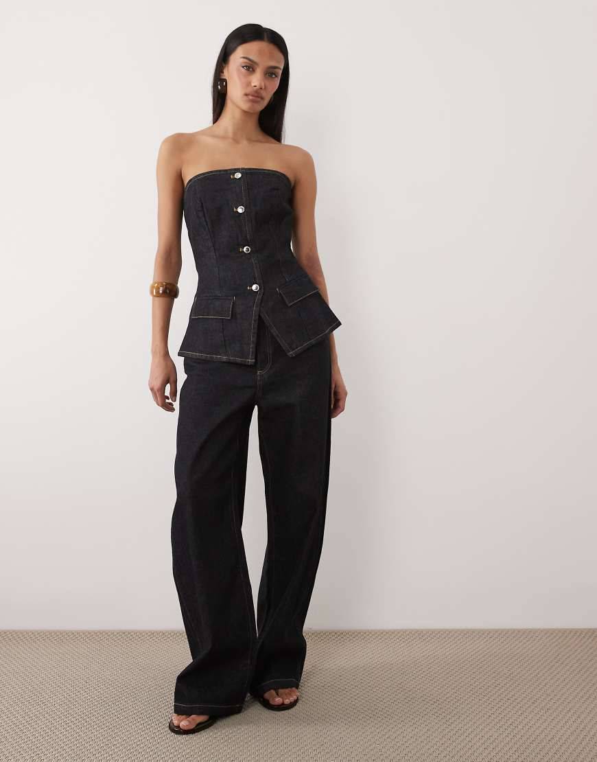 Mango Mid Rise Wide Leg Jeans - Indigo