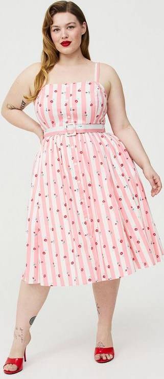 Chic Button Front Midi Dress - Multi