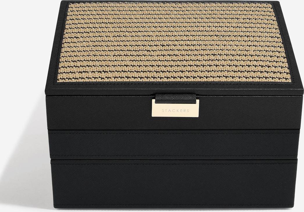 Smykkeskrin Classic Sort Raffia M 3 Moduler