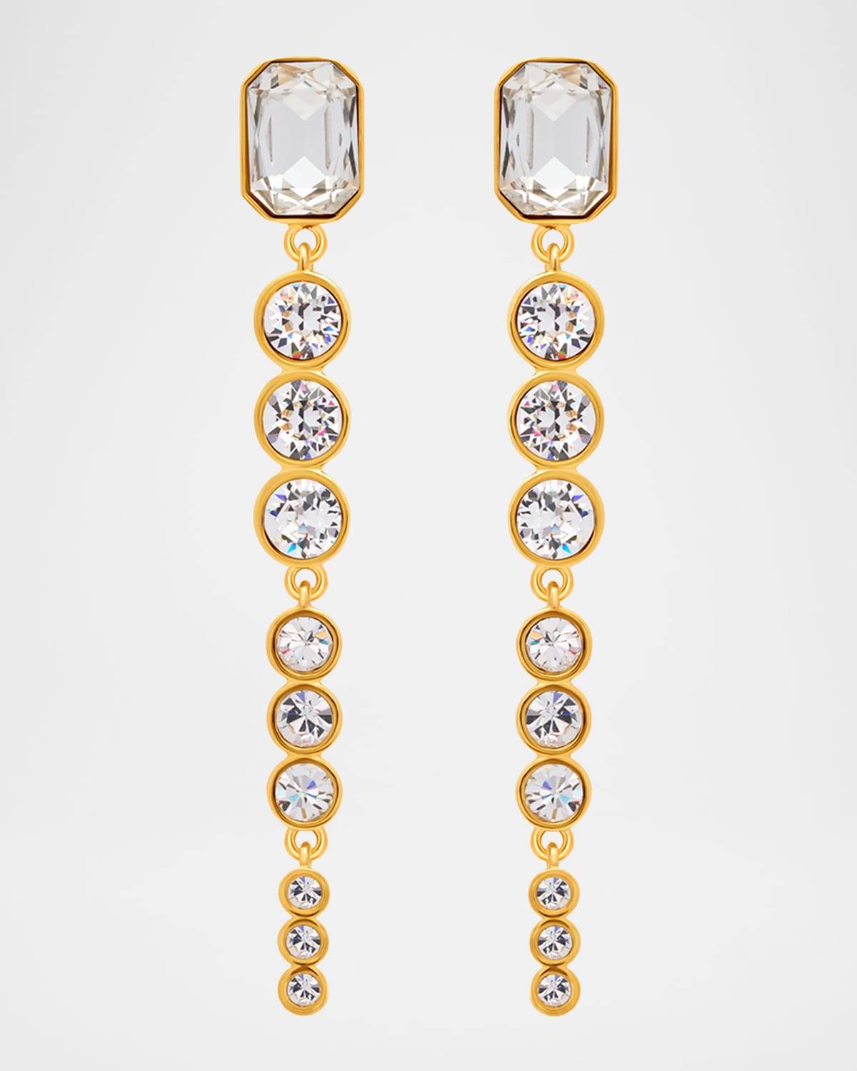 Oscar de la Renta Cascading Rhinestone Drop Earrings Crystal